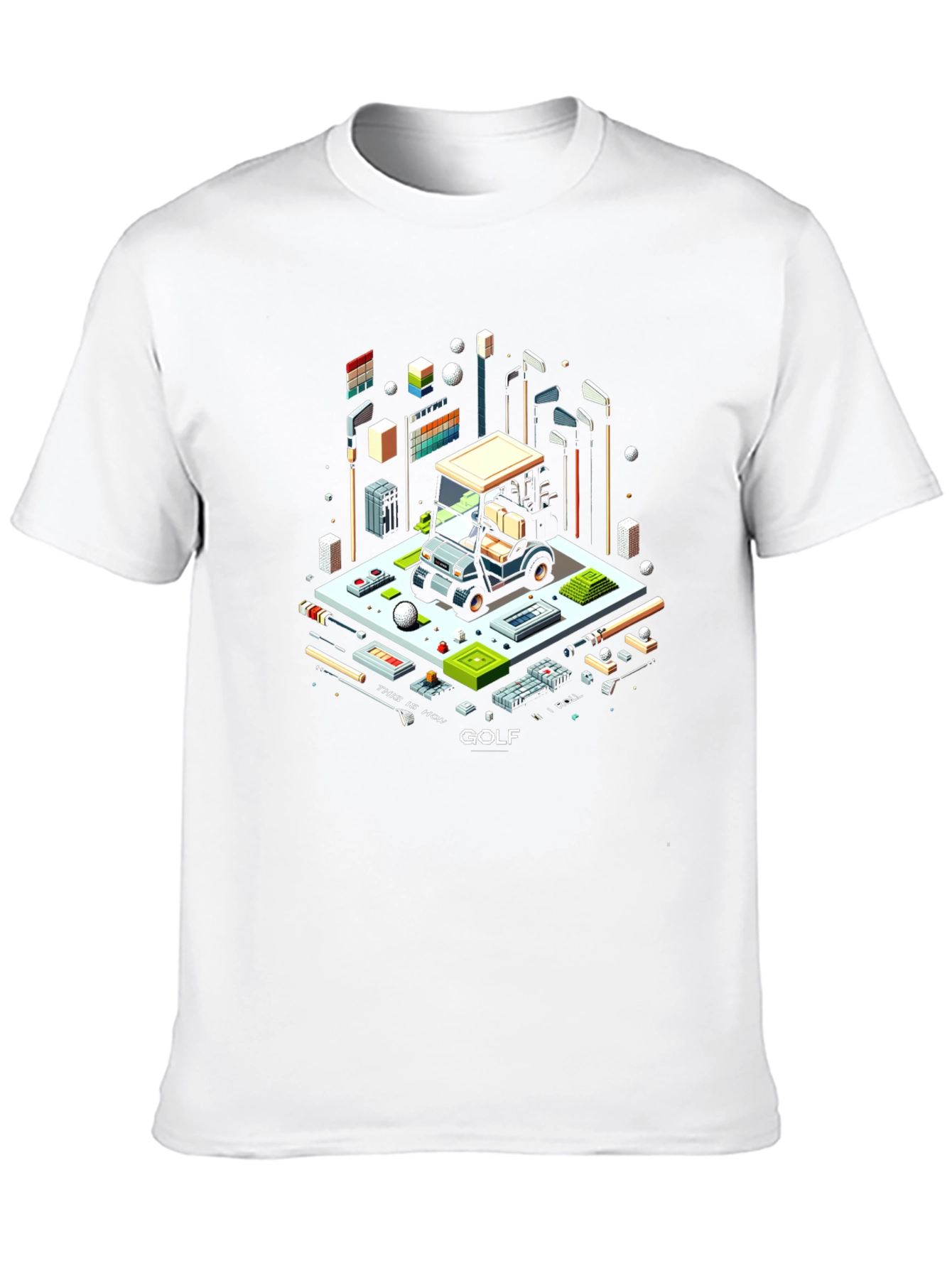 Isometric Golf Cart T-Shirt - Pixel Art Tee