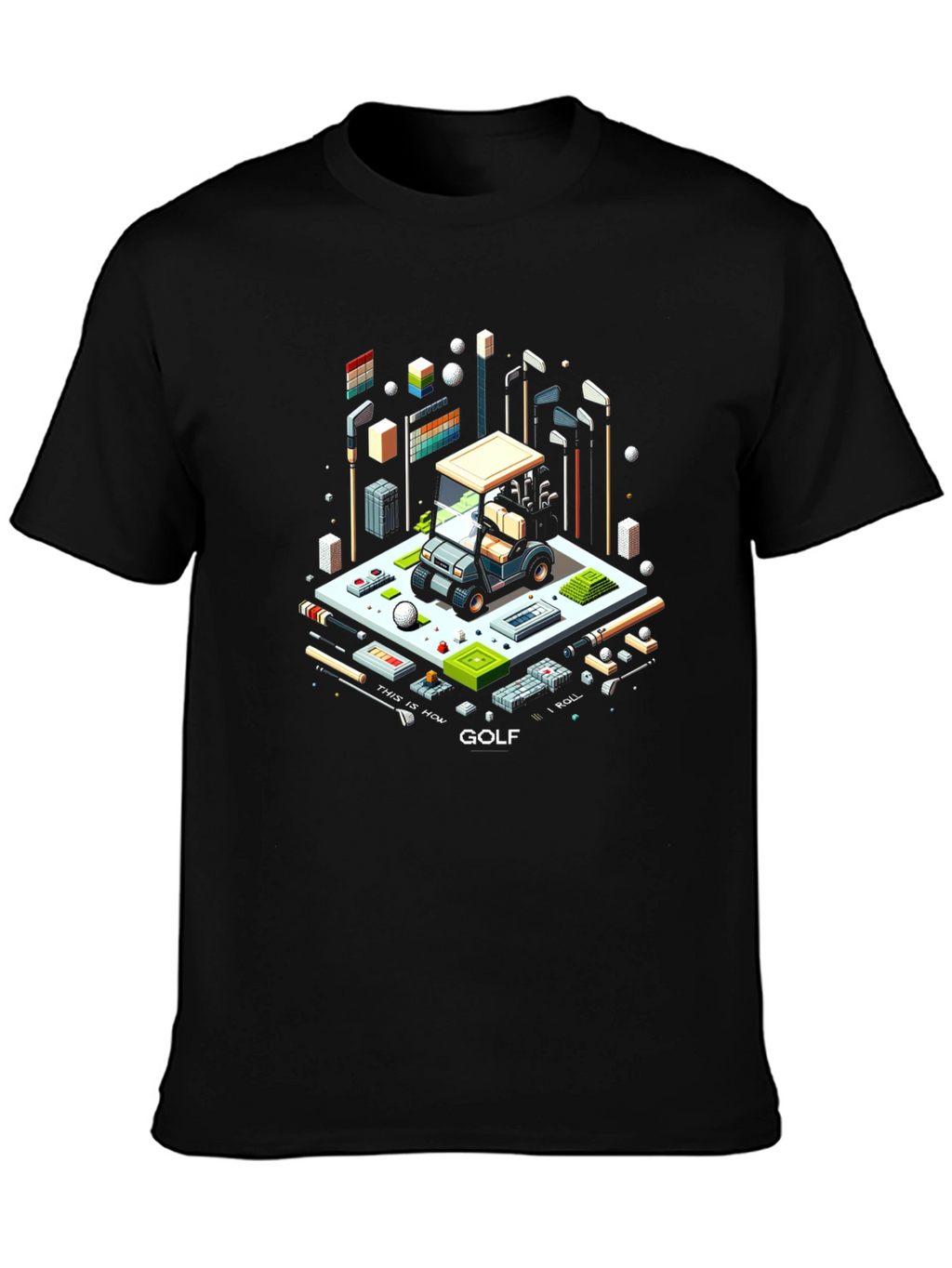 Isometric Golf Cart T-Shirt - Pixel Art Tee