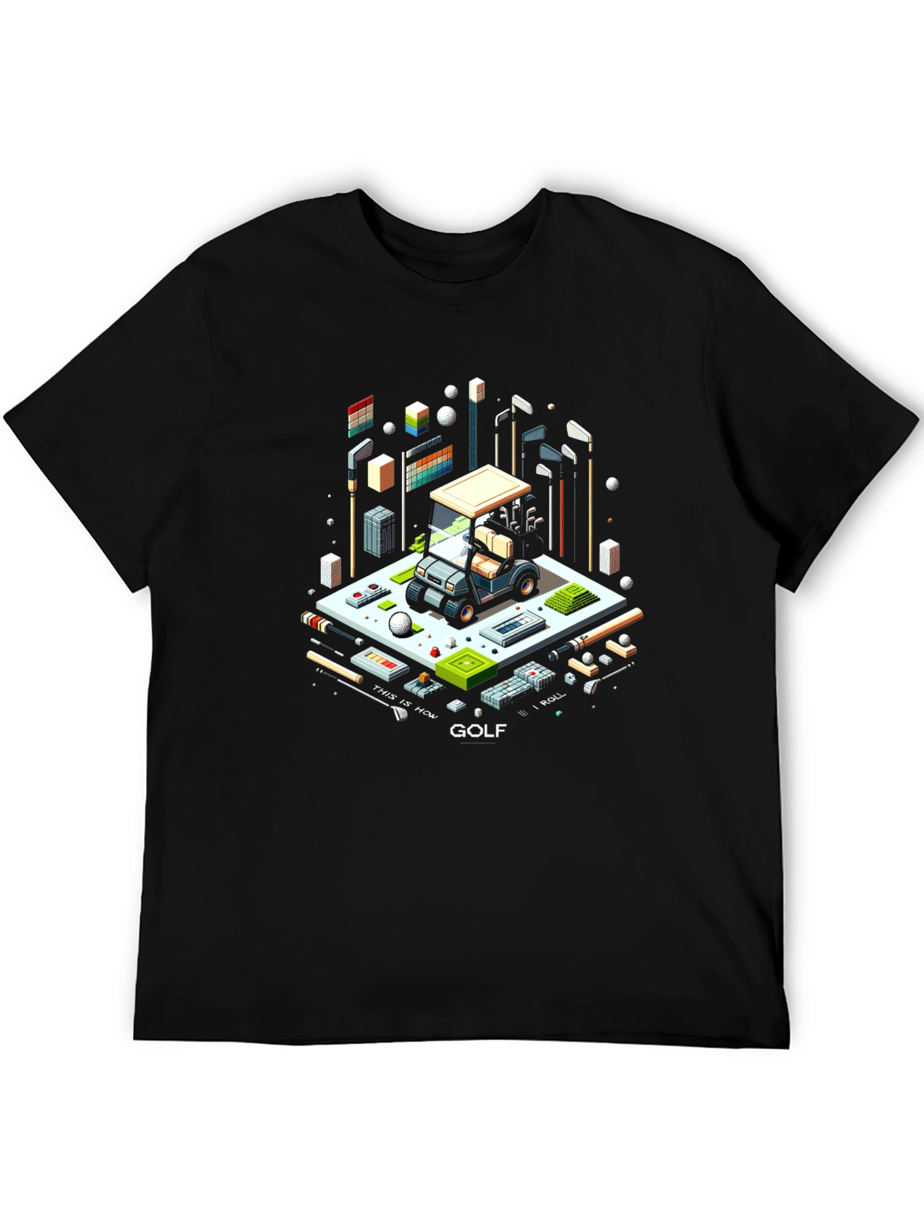 Isometric Golf Cart T-Shirt - Pixel Art Tee