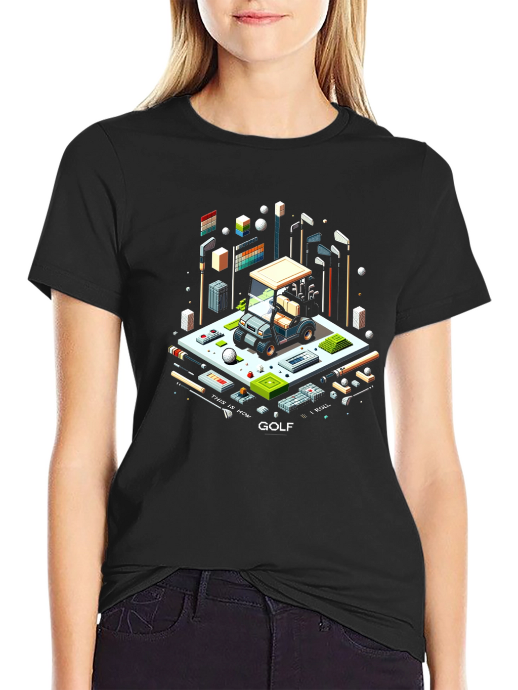 Isometric Golf Cart T-Shirt - Pixel Art Tee