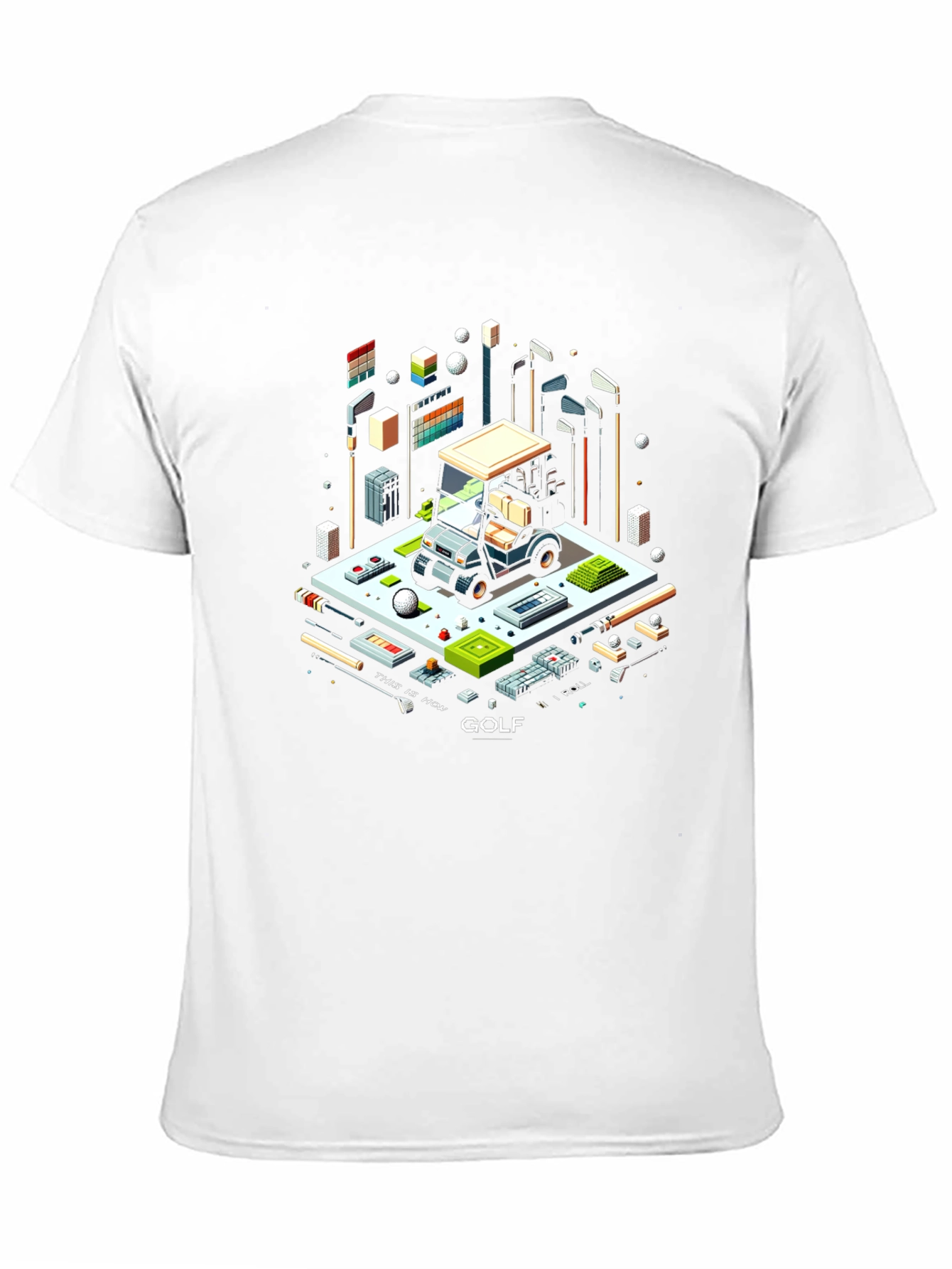 Isometric Golf Cart T-Shirt - Pixel Art Tee