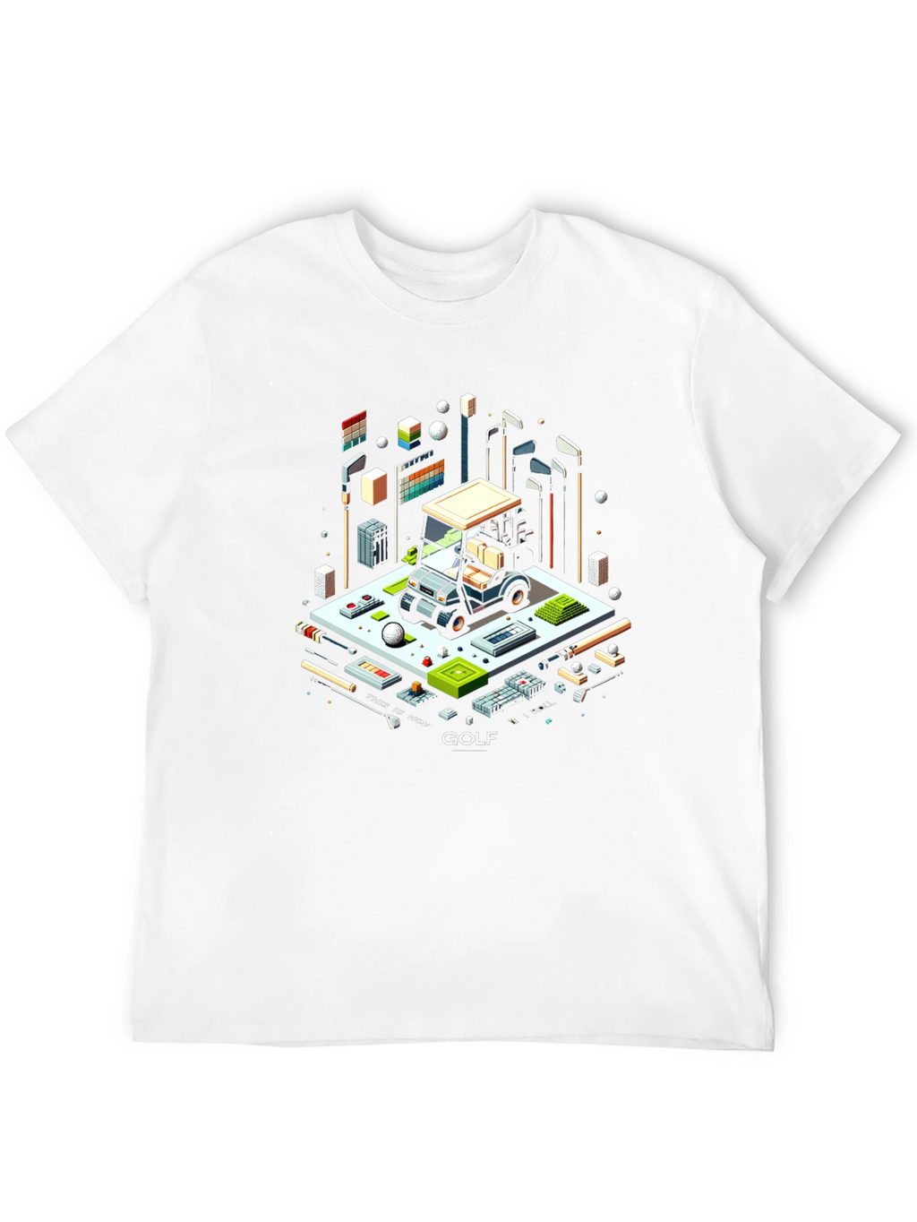 Isometric Golf Cart T-Shirt - Pixel Art Tee