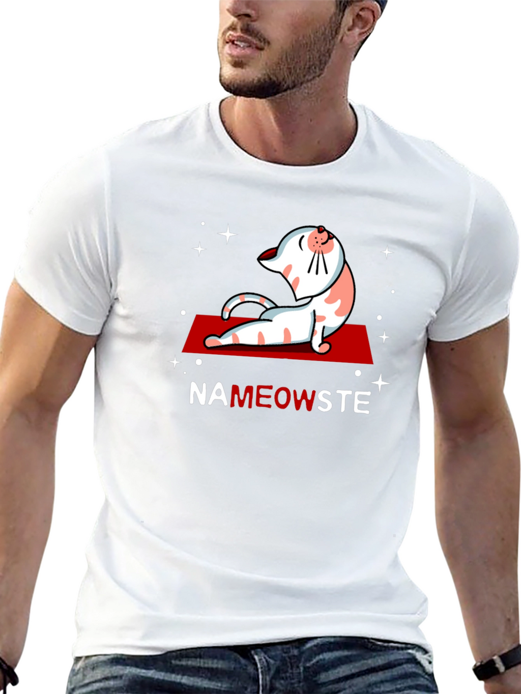 NaMEOWste Cat Yoga T-Shirt - Black Cotton Tee
