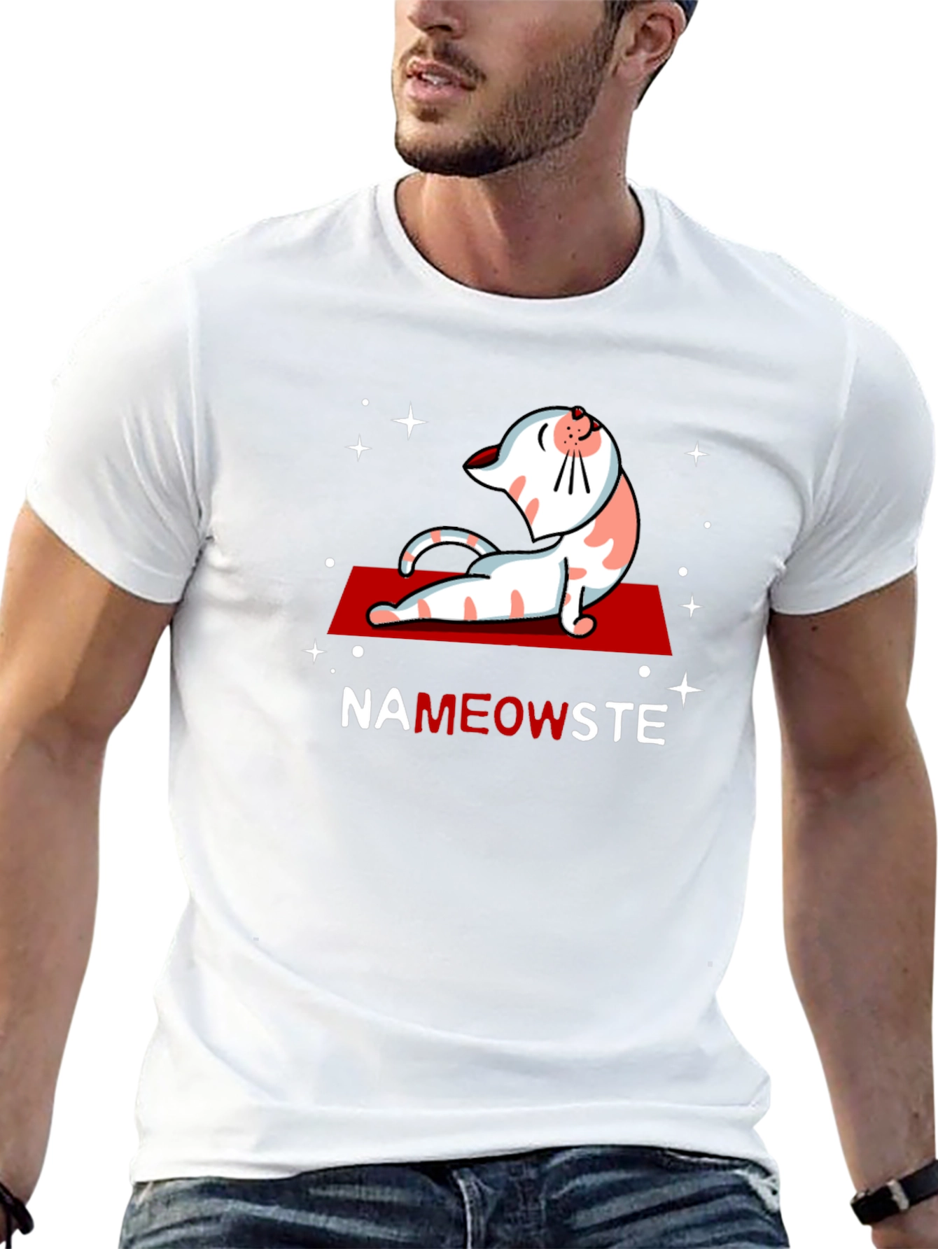 NaMEOWste Cat Yoga T-Shirt - Black Cotton Tee