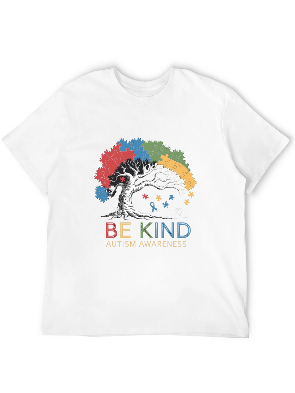 Be Kind Autism Awareness Tree Puzzle T-Shirt