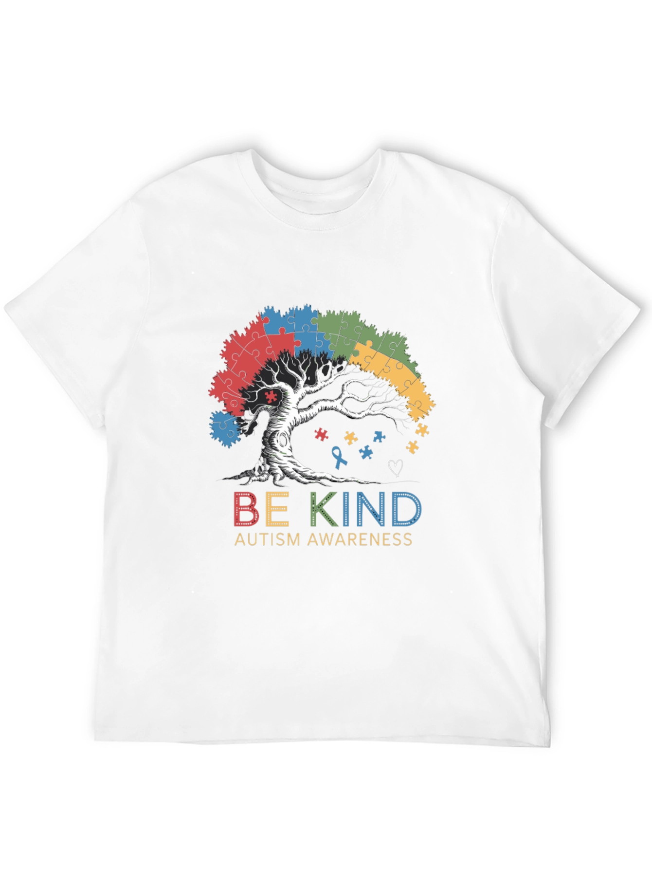 Be Kind Autism Awareness Tree Puzzle T-Shirt