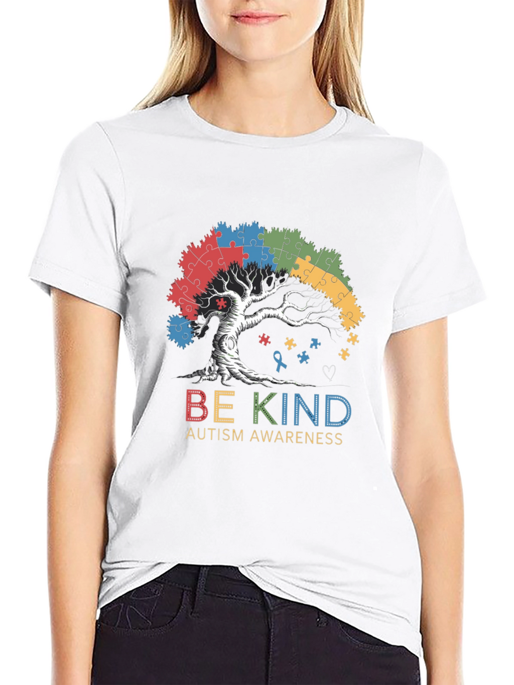 Be Kind Autism Awareness Tree Puzzle T-Shirt