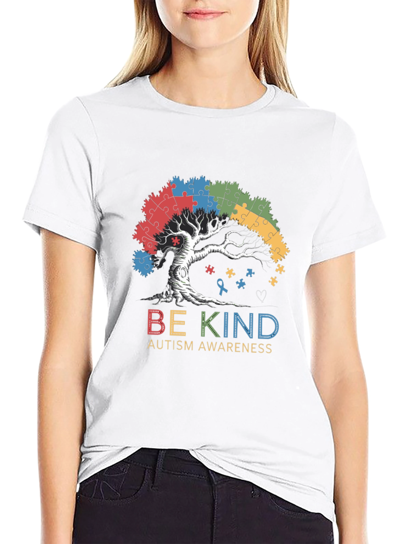 Be Kind Autism Awareness Tree Puzzle T-Shirt