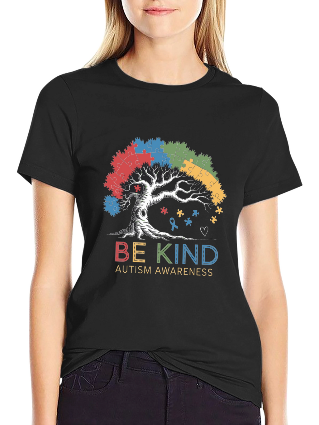 Be Kind Autism Awareness Tree Puzzle T-Shirt