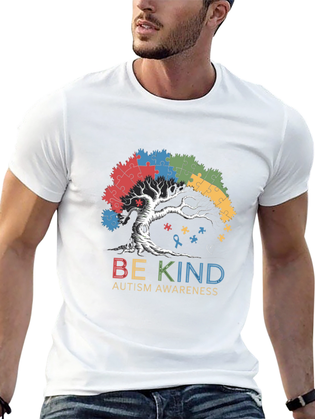 Be Kind Autism Awareness Tree Puzzle T-Shirt