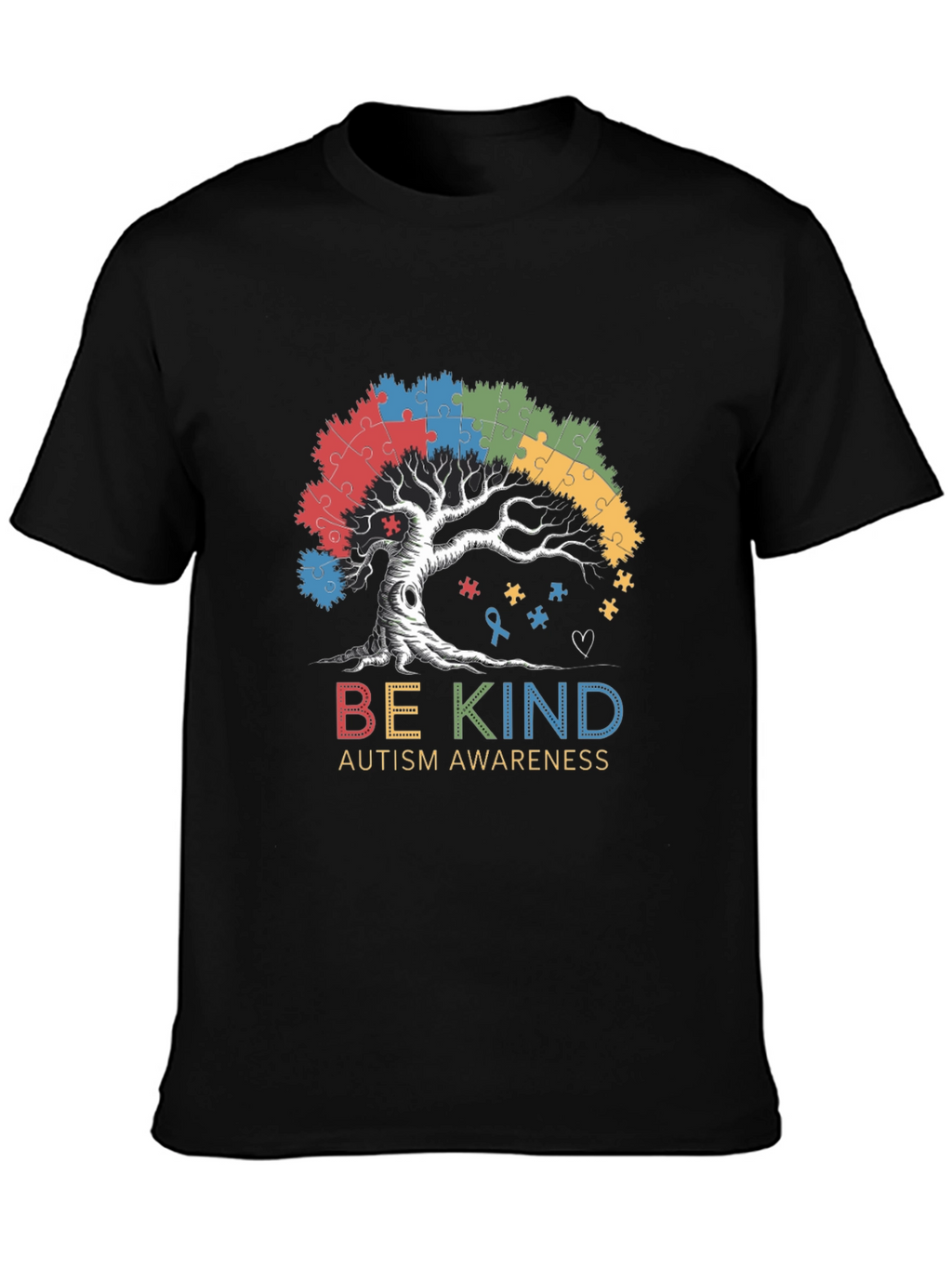 Be Kind Autism Awareness Tree Puzzle T-Shirt