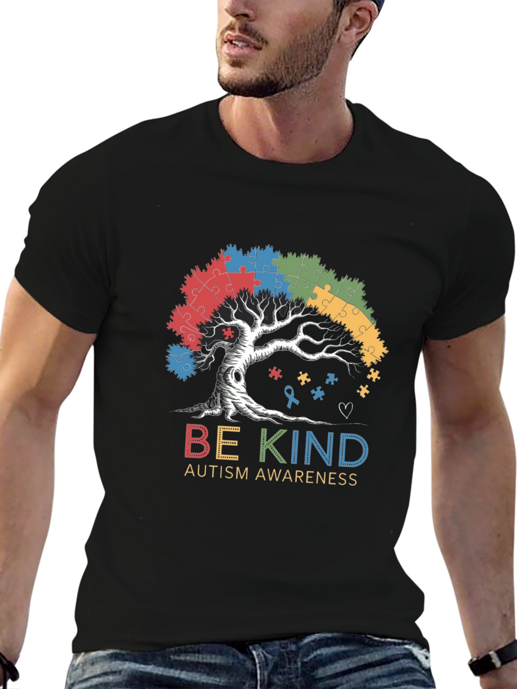 Be Kind Autism Awareness Tree Puzzle T-Shirt