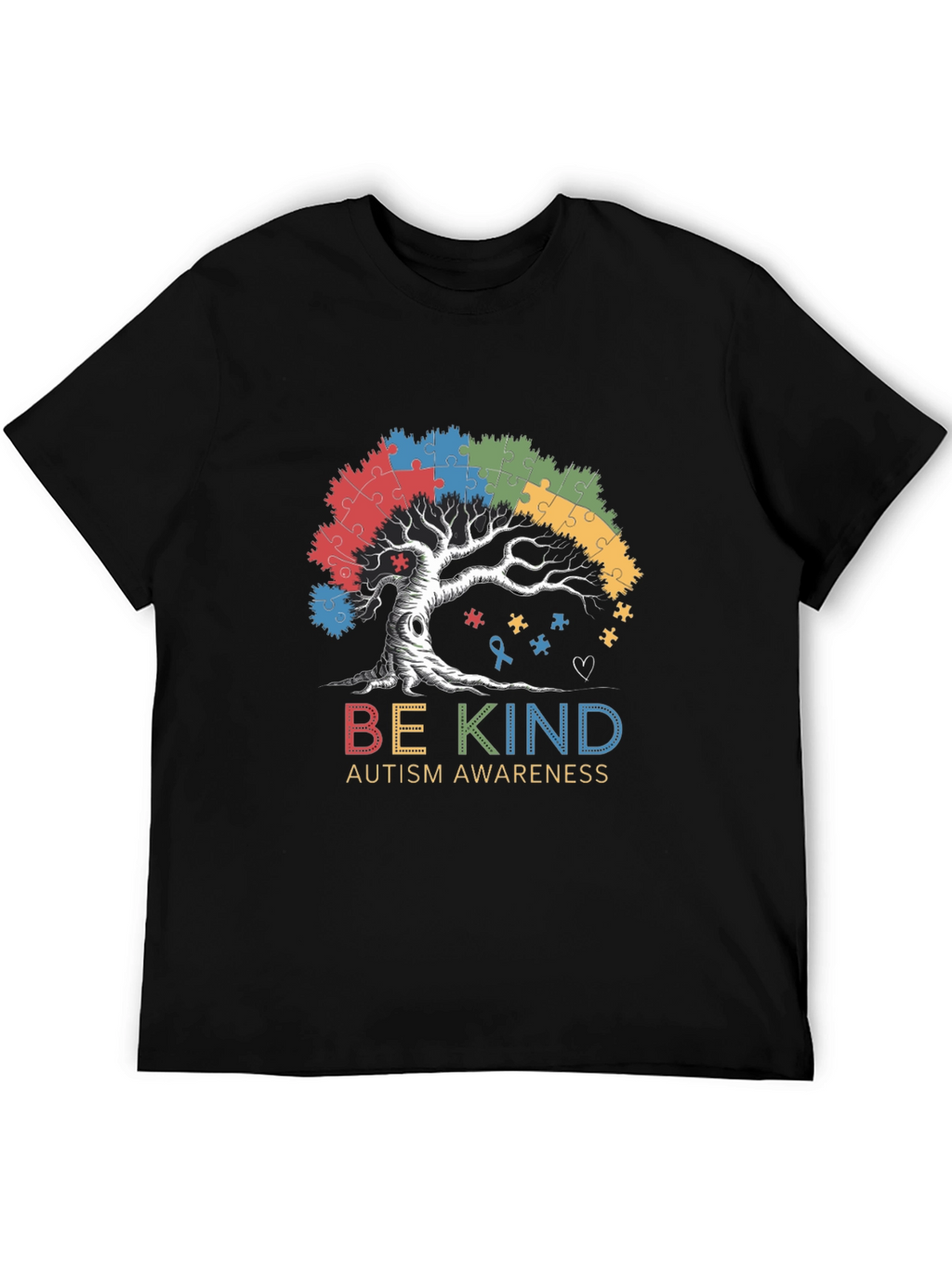 Be Kind Autism Awareness Tree Puzzle T-Shirt