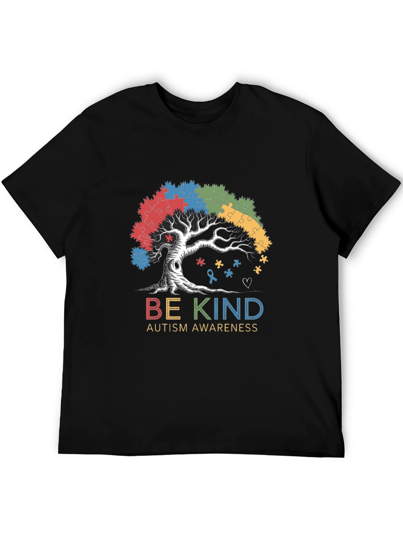 Be Kind Autism Awareness Tree Puzzle T-Shirt
