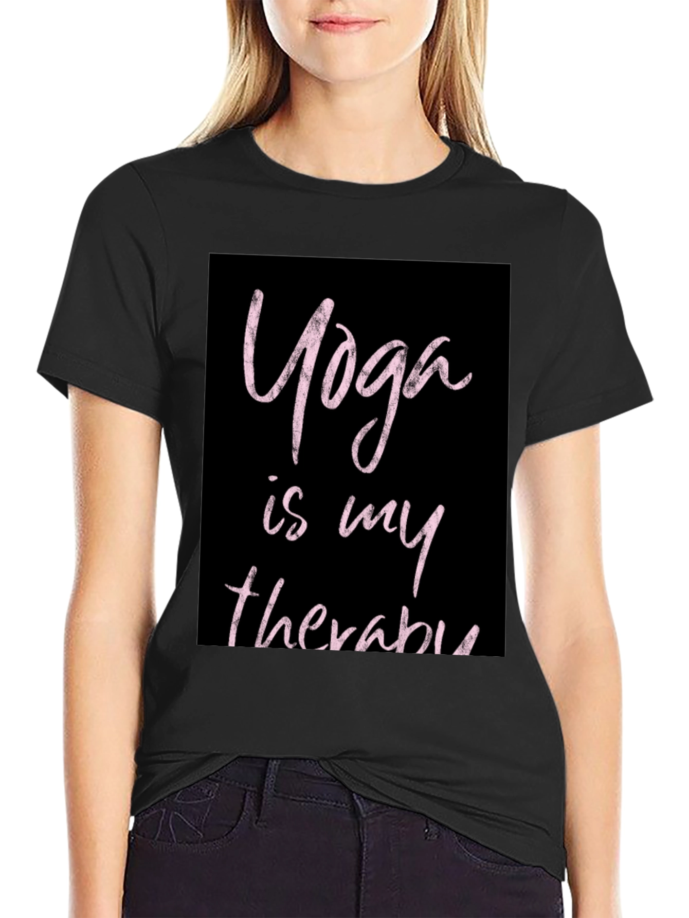 Yoga Is My Therapy Black T-Shirt