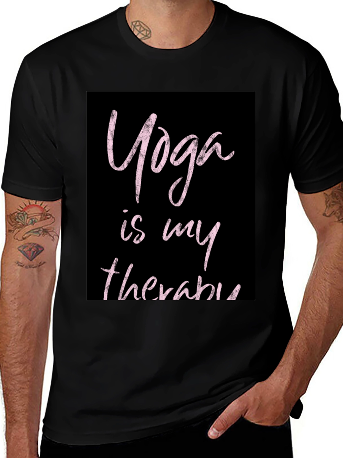 Yoga Is My Therapy Black T-Shirt