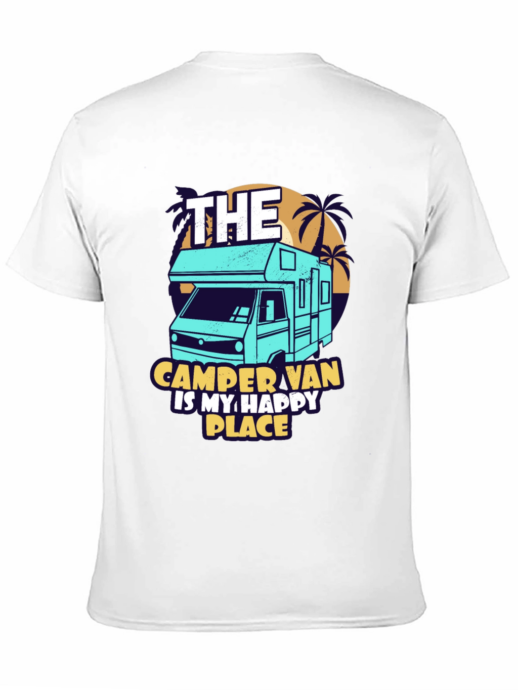 Camper Van Happy Place Black Graphic Tee