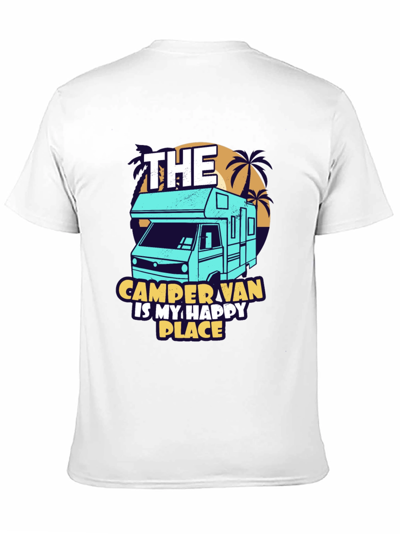 Camper Van Happy Place Black Graphic Tee