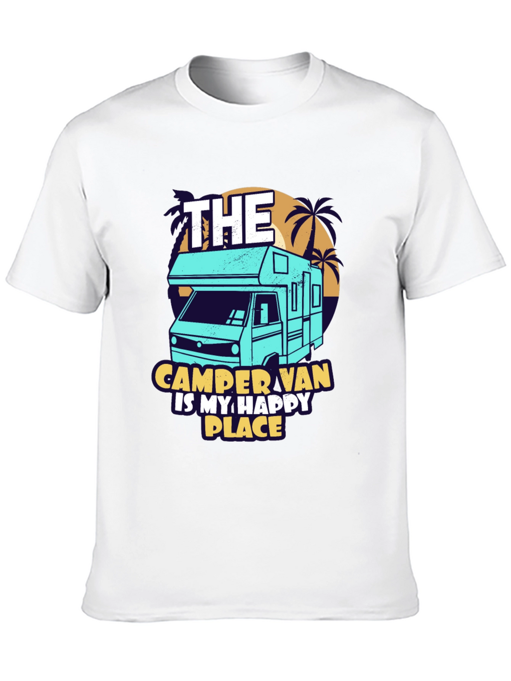 Camper Van Happy Place Black Graphic Tee