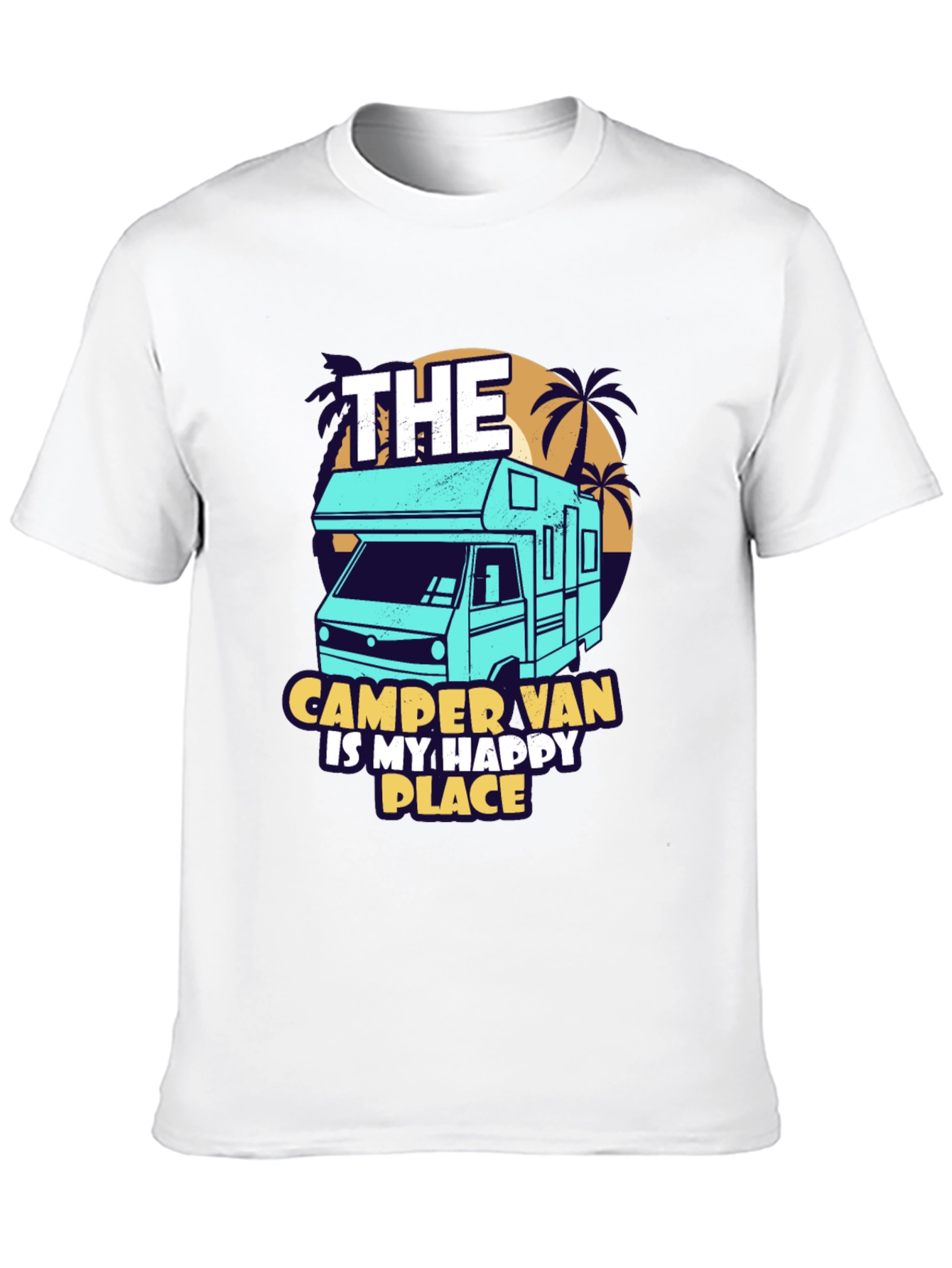 Camper Van Happy Place Black Graphic Tee