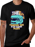 Camper Van Happy Place Black Graphic Tee