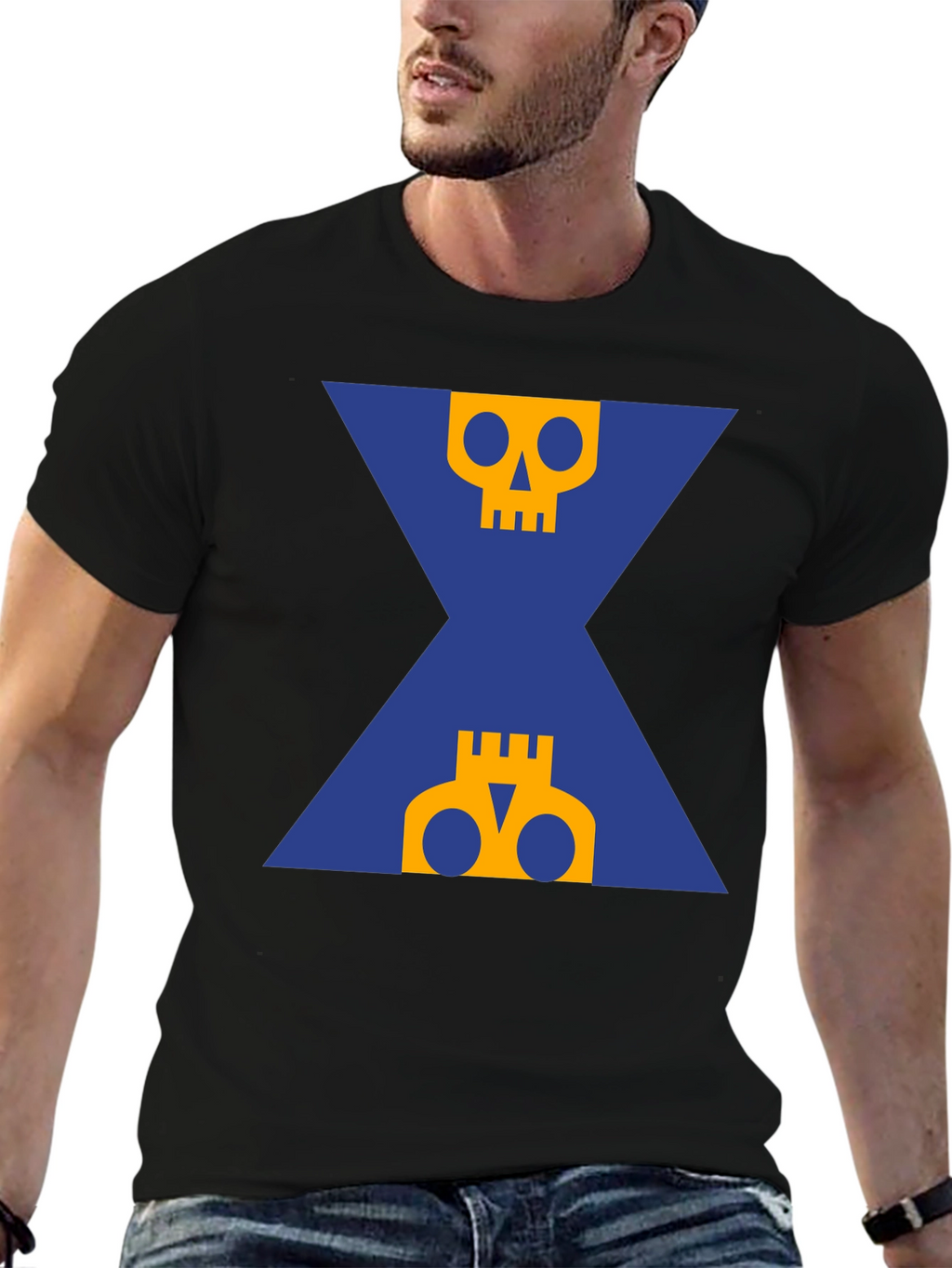 Graphic Skull T-Shirt - Black Crew Neck Tee