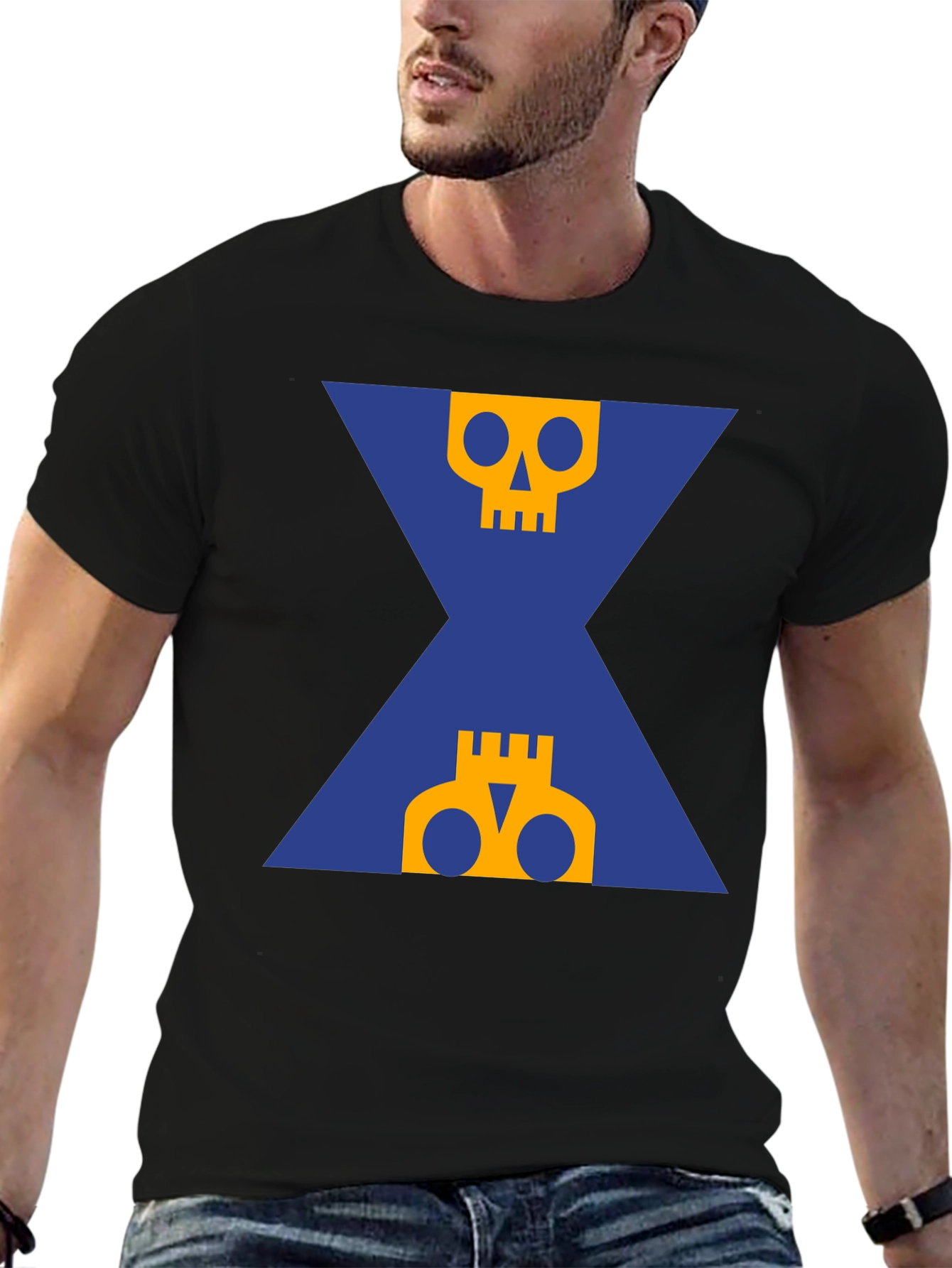 Graphic Skull T-Shirt - Black Crew Neck Tee