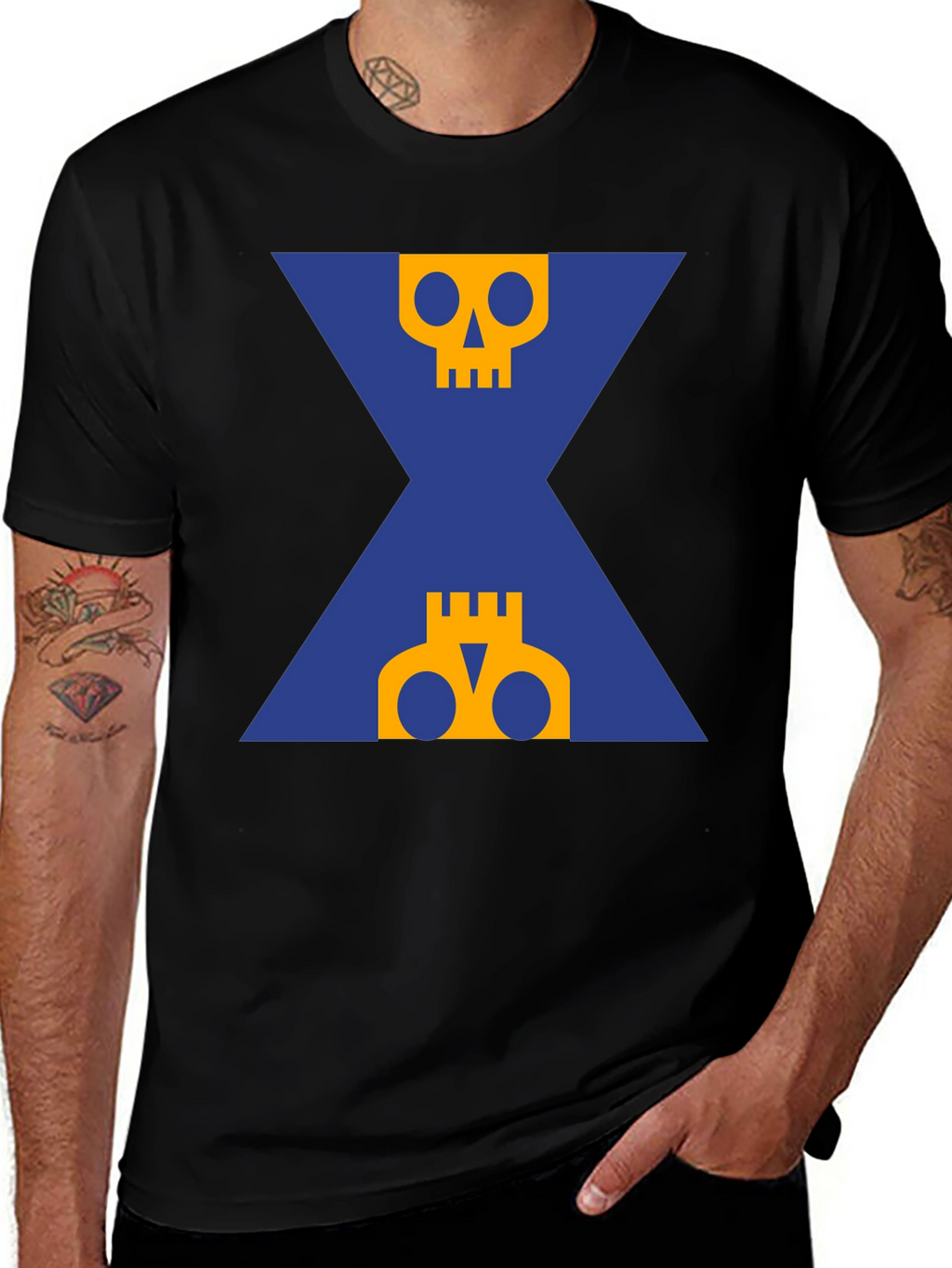 Graphic Skull T-Shirt - Black Crew Neck Tee
