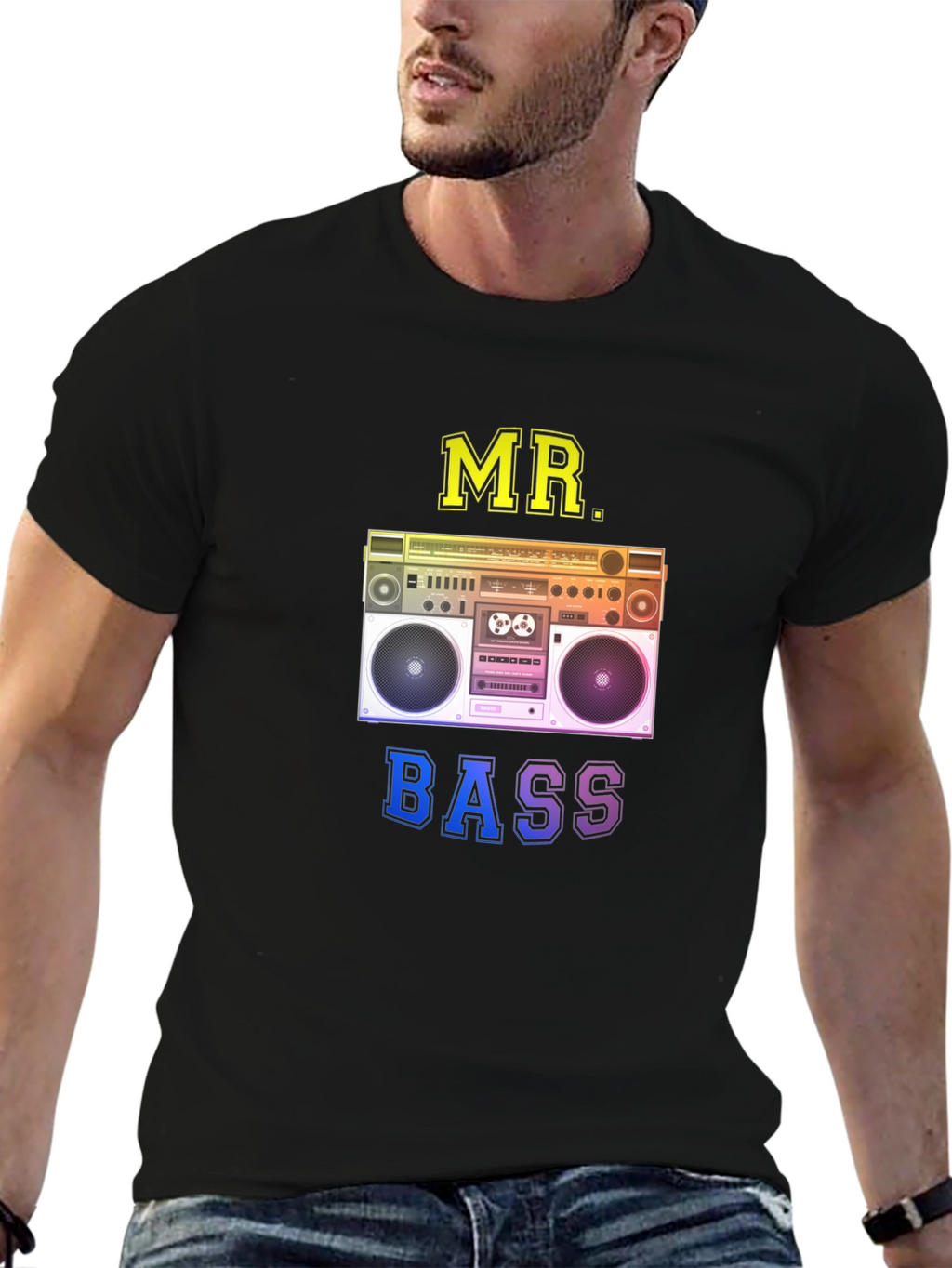 MR. BASS Boombox Graphic Black T-Shirt