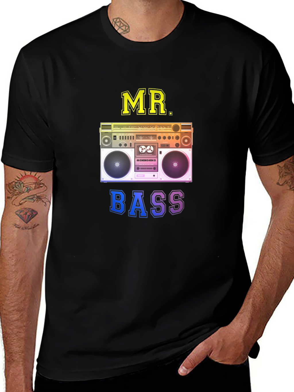 MR. BASS Boombox Graphic Black T-Shirt