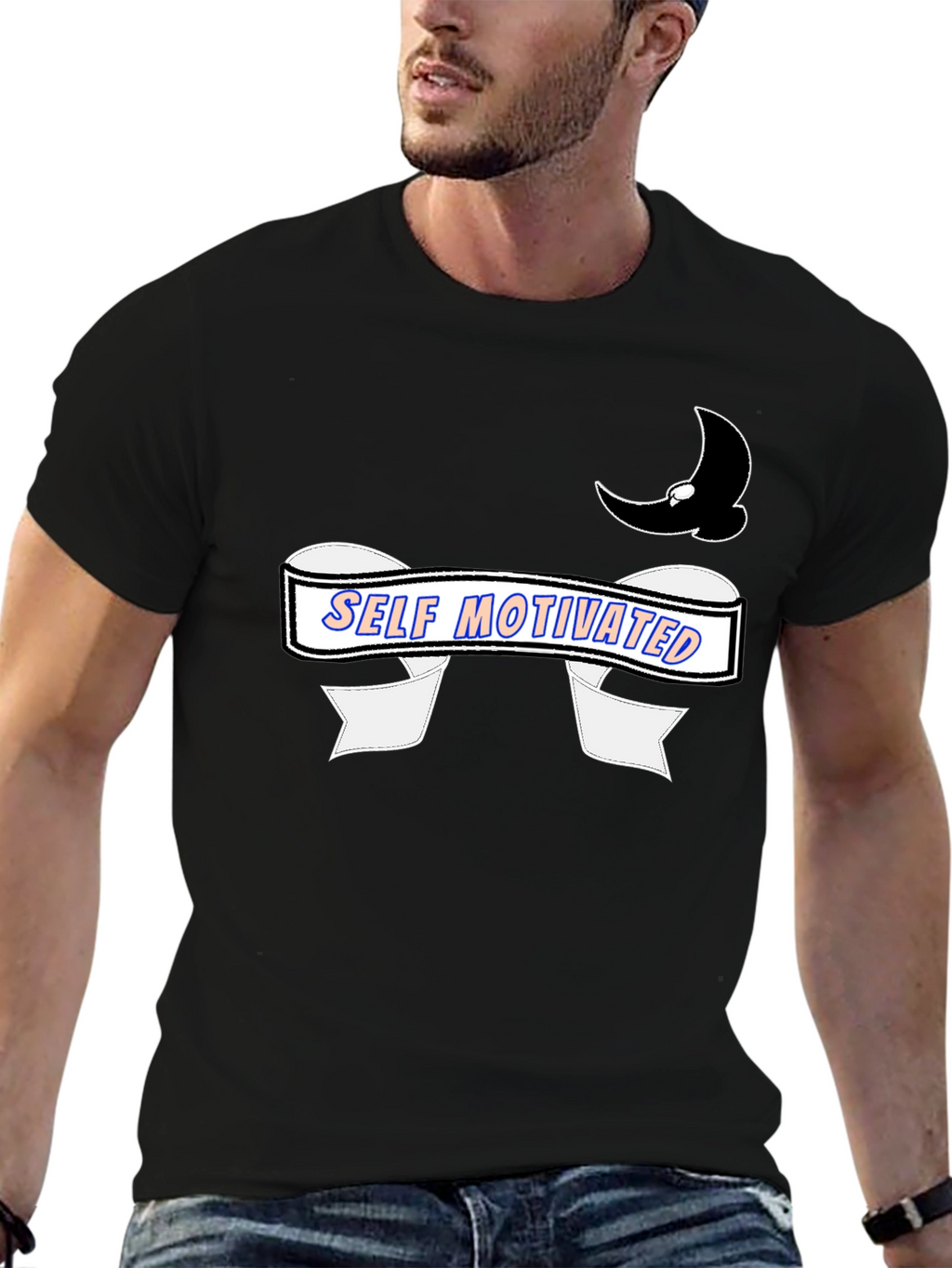Self Motivated Black Graphic Tee