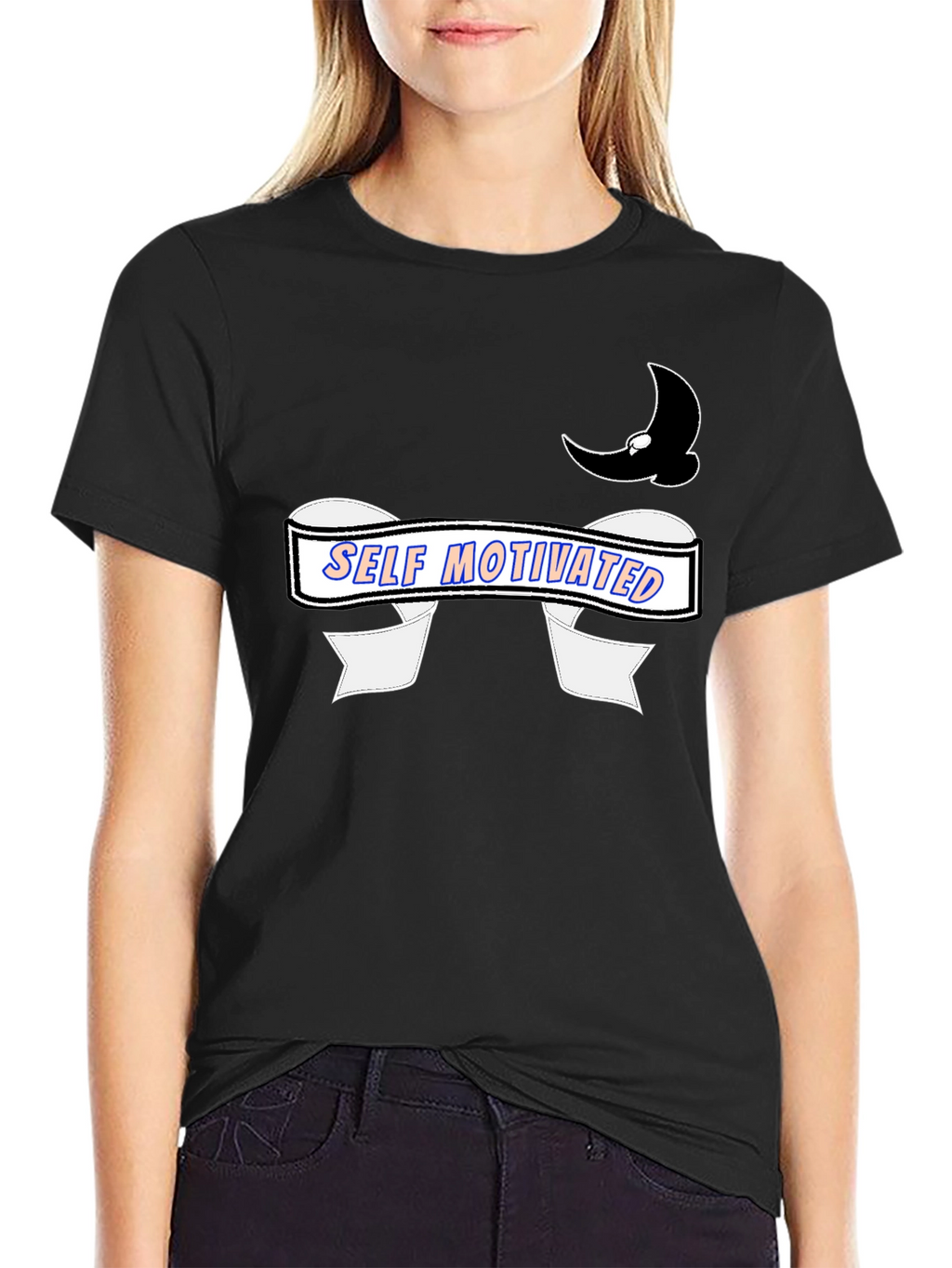 Self Motivated Black Graphic Tee
