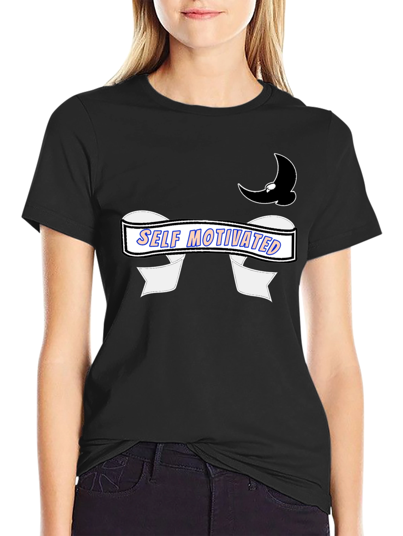 Self Motivated Black Graphic Tee