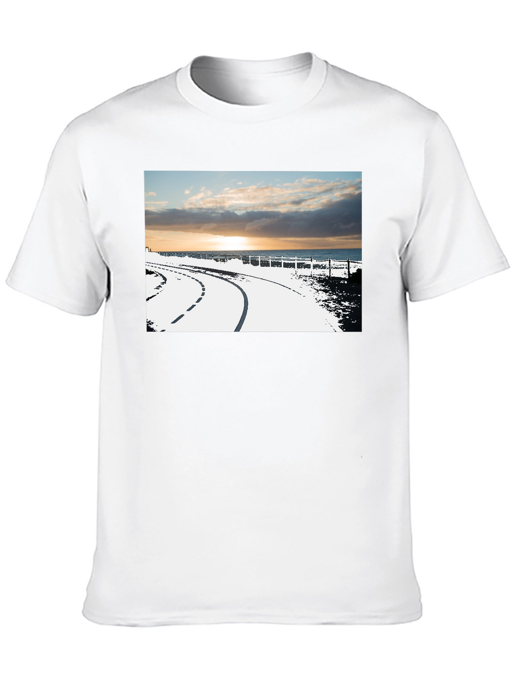 Sunset Road Graphic Tee - Black Cotton Casual T-Shirt