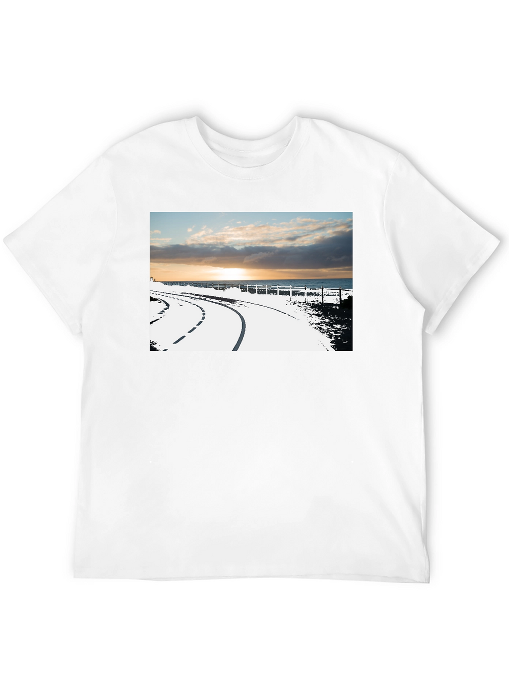 Sunset Road Graphic Tee - Black Cotton Casual T-Shirt