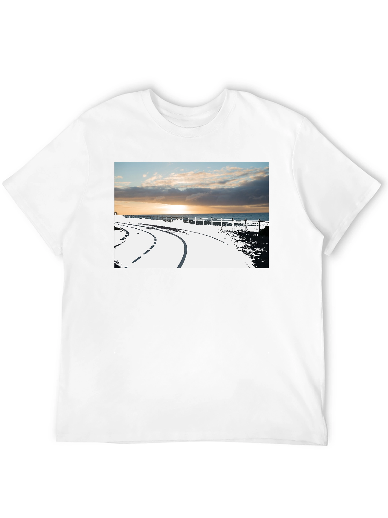 Sunset Road Graphic Tee - Black Cotton Casual T-Shirt