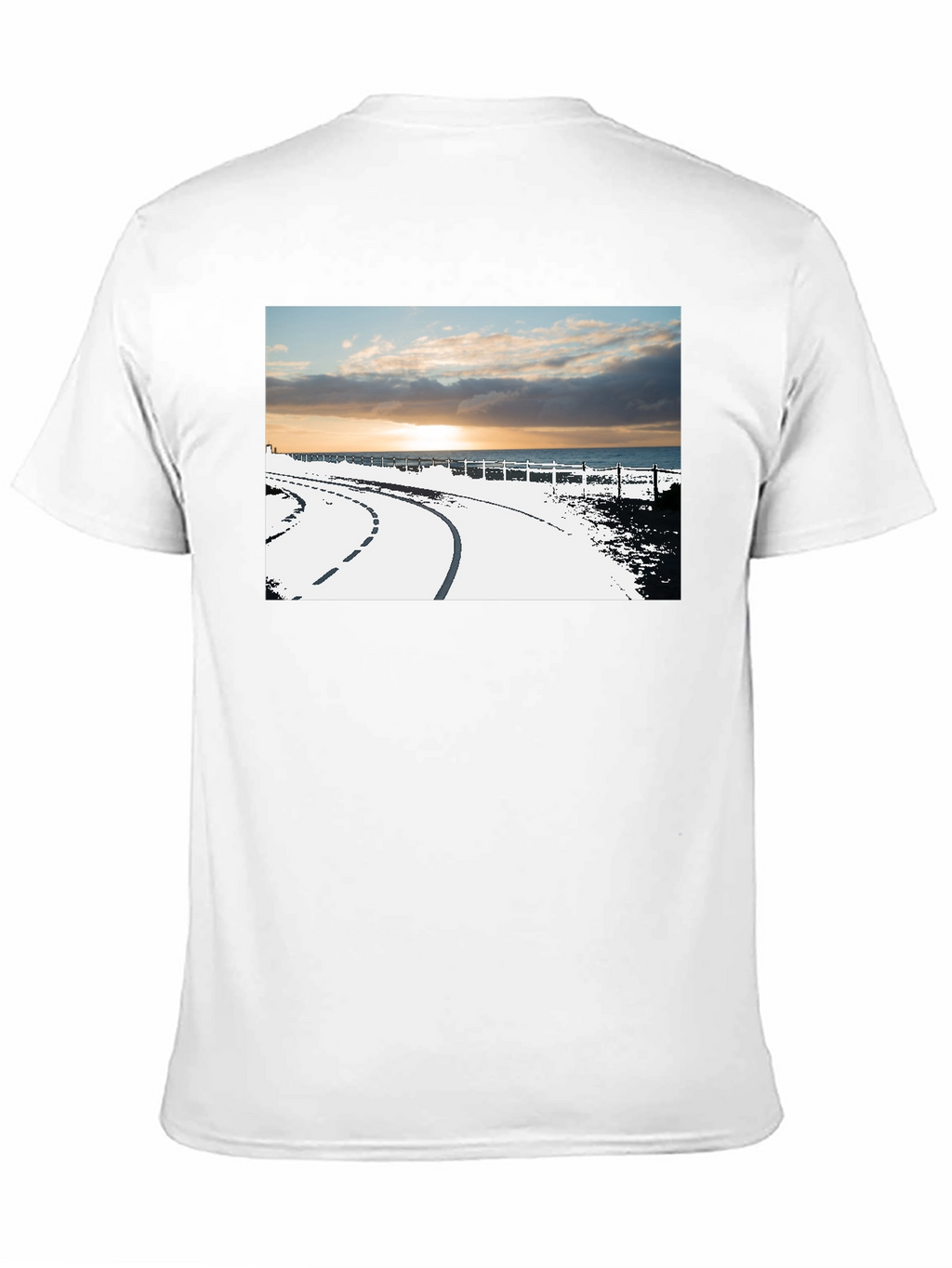 Sunset Road Graphic Tee - Black Cotton Casual T-Shirt
