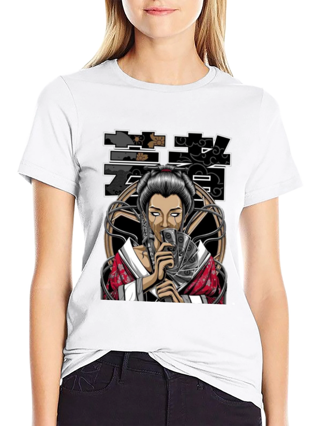 Geisha Art Black T-Shirt