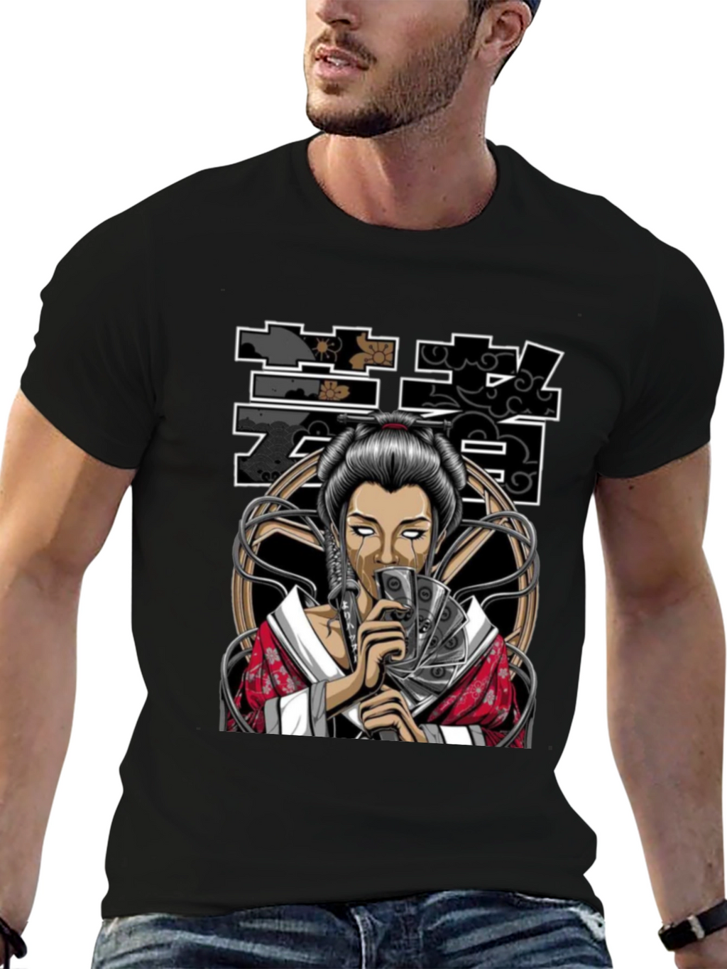 Geisha Art Black T-Shirt