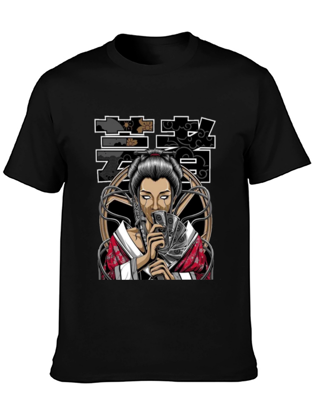 Geisha Art Black T-Shirt