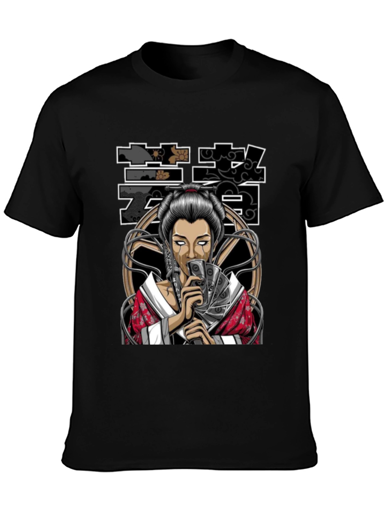 Geisha Art Black T-Shirt