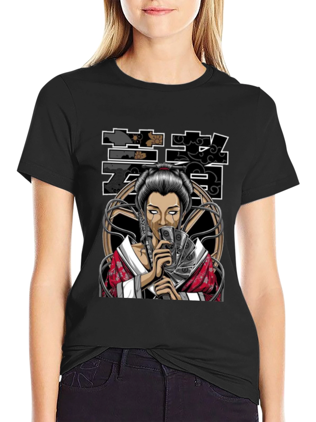 Geisha Art Black T-Shirt
