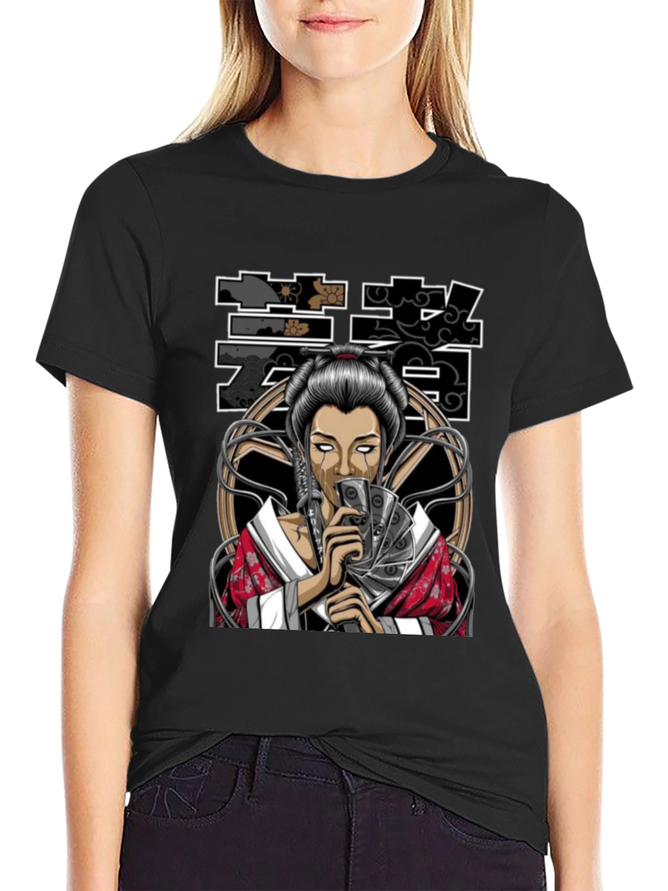 Geisha Art Black T-Shirt