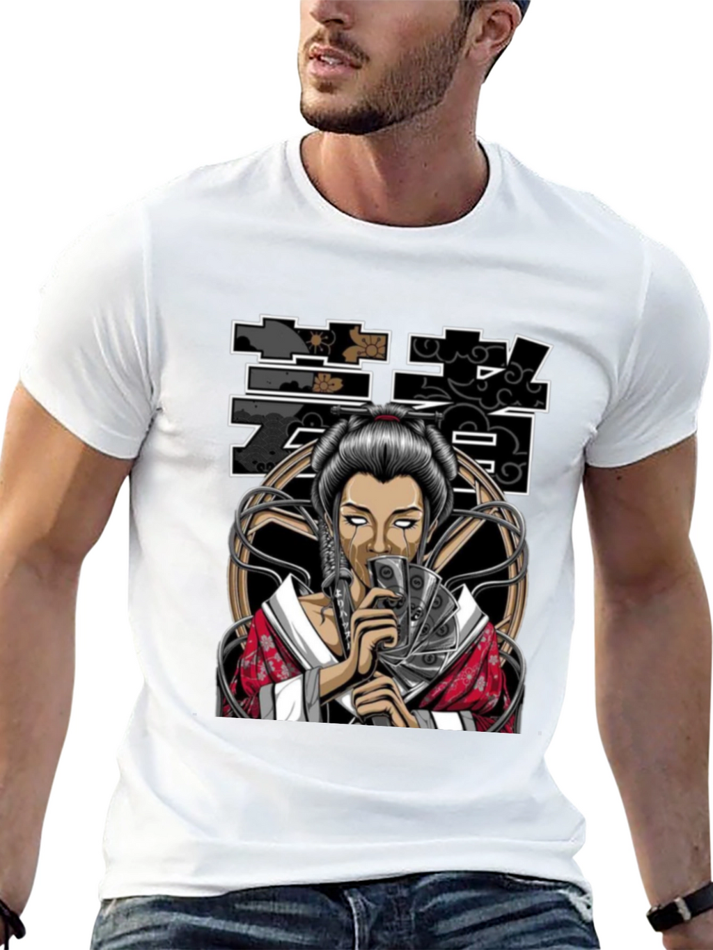Geisha Art Black T-Shirt