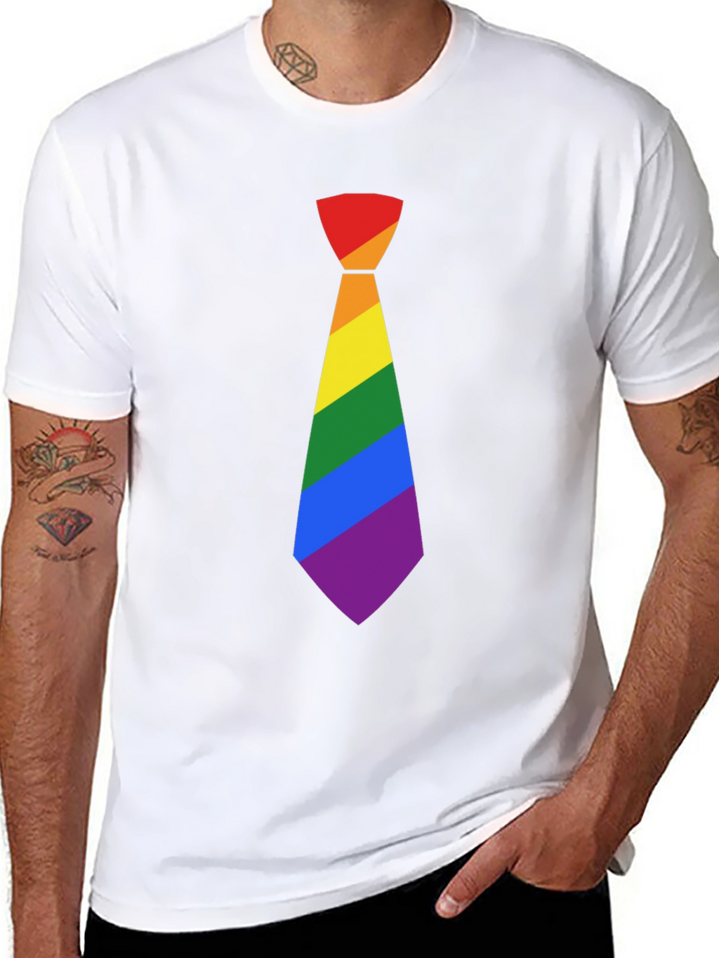 LGBT Pride Rainbow Tie Black T-Shirt