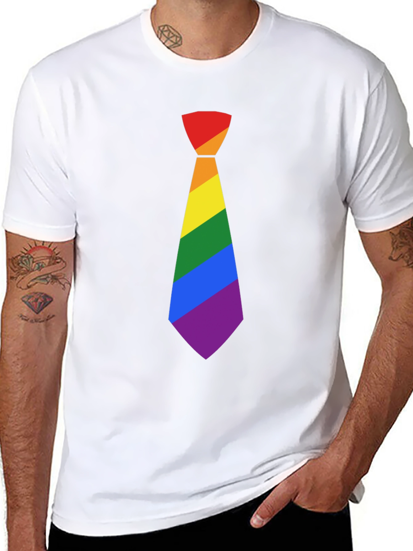 LGBT Pride Rainbow Tie Black T-Shirt