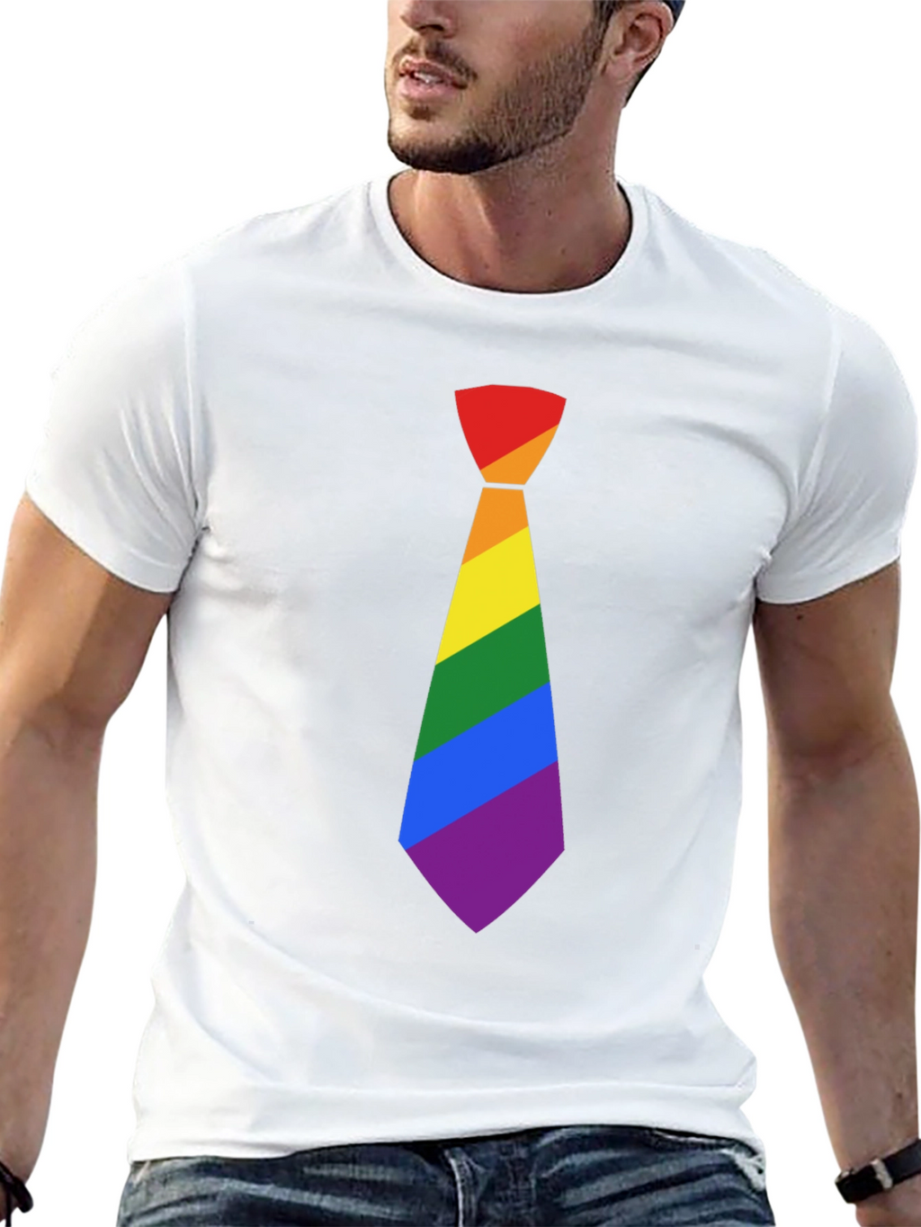 LGBT Pride Rainbow Tie Black T-Shirt