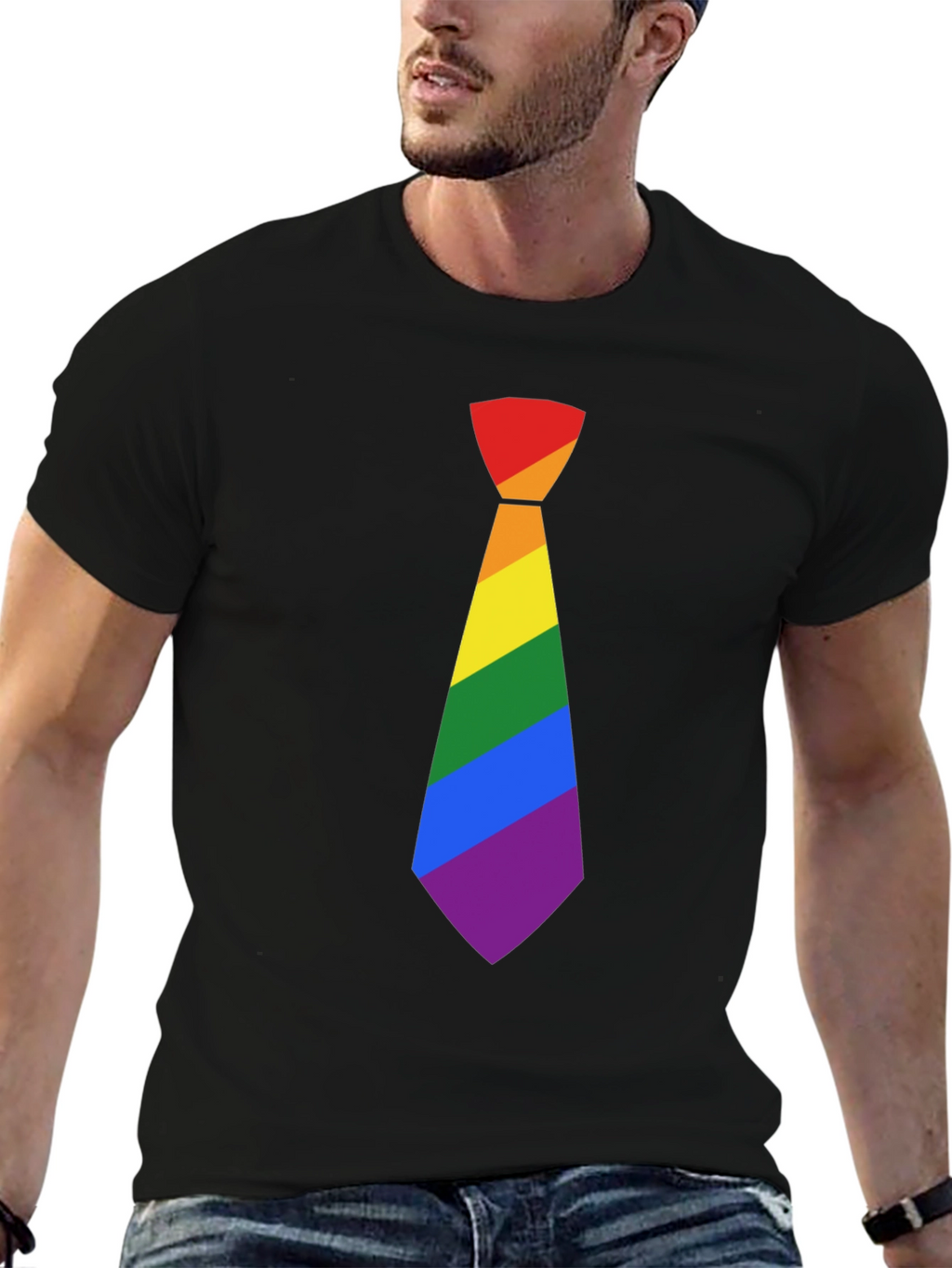 LGBT Pride Rainbow Tie Black T-Shirt