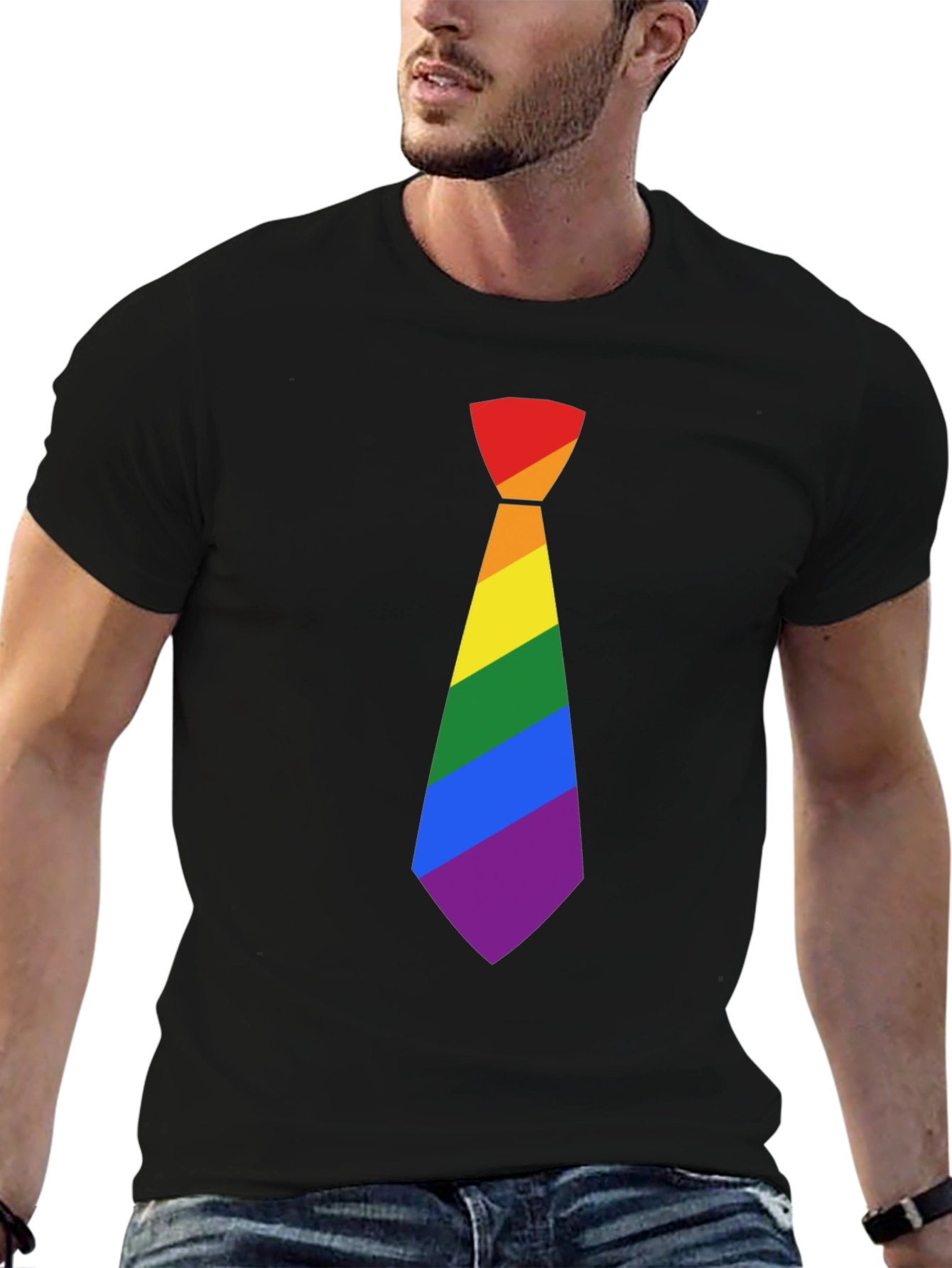 LGBT Pride Rainbow Tie Black T-Shirt