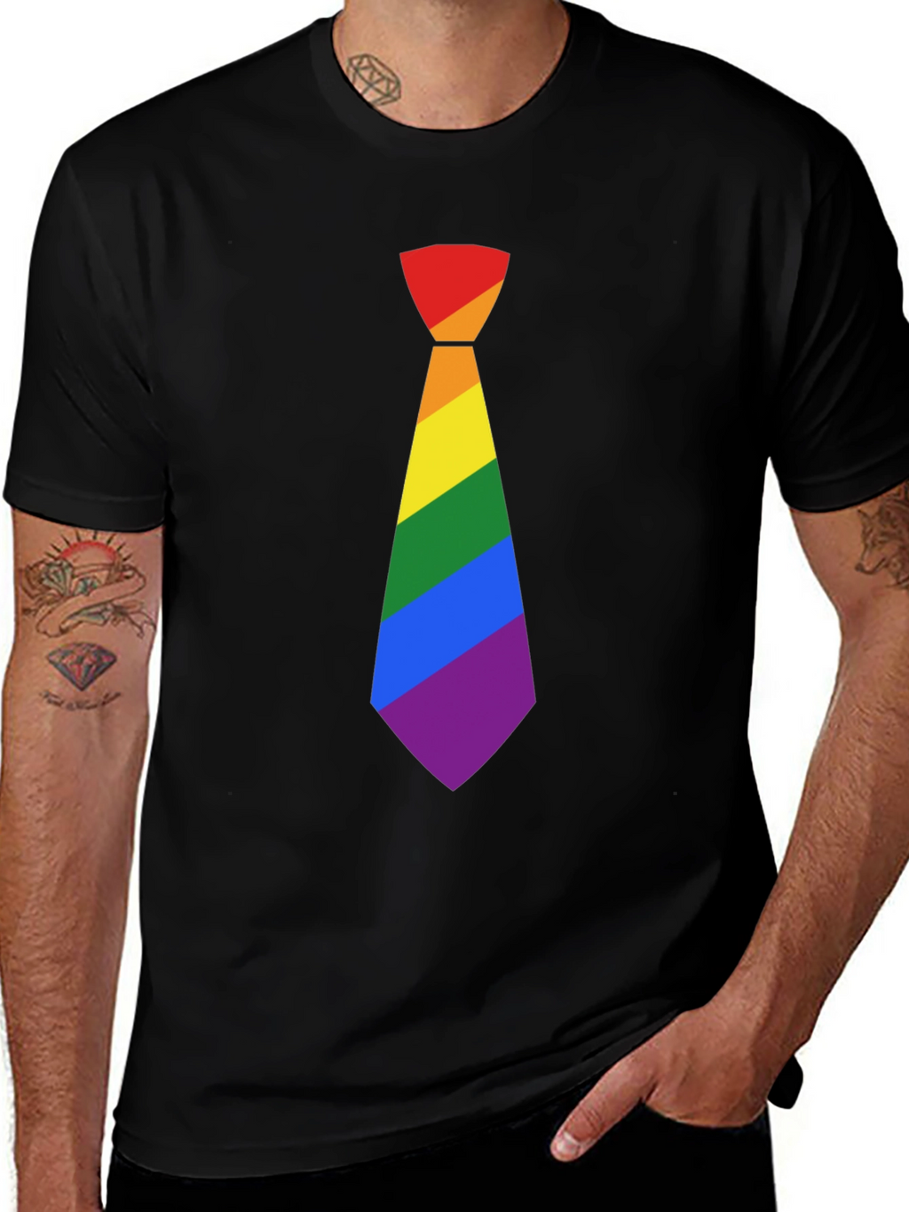 LGBT Pride Rainbow Tie Black T-Shirt